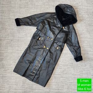 Middlebrook Park long parka trench leather coat black size M women